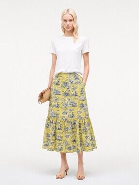 Staud Axel Skirt in yellow toile nautical print midi skirt 2 S